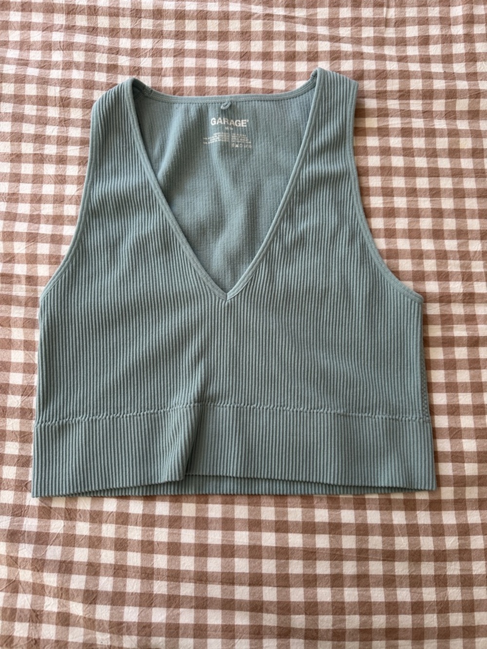 Garage Deep Ribbed V-Neck Crop Tank